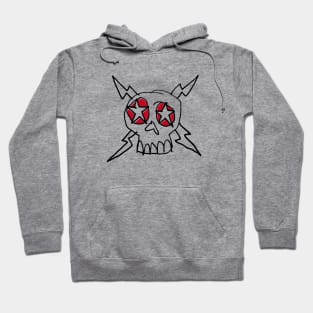 Rock N Roll Skull on the Red Eye Hoodie